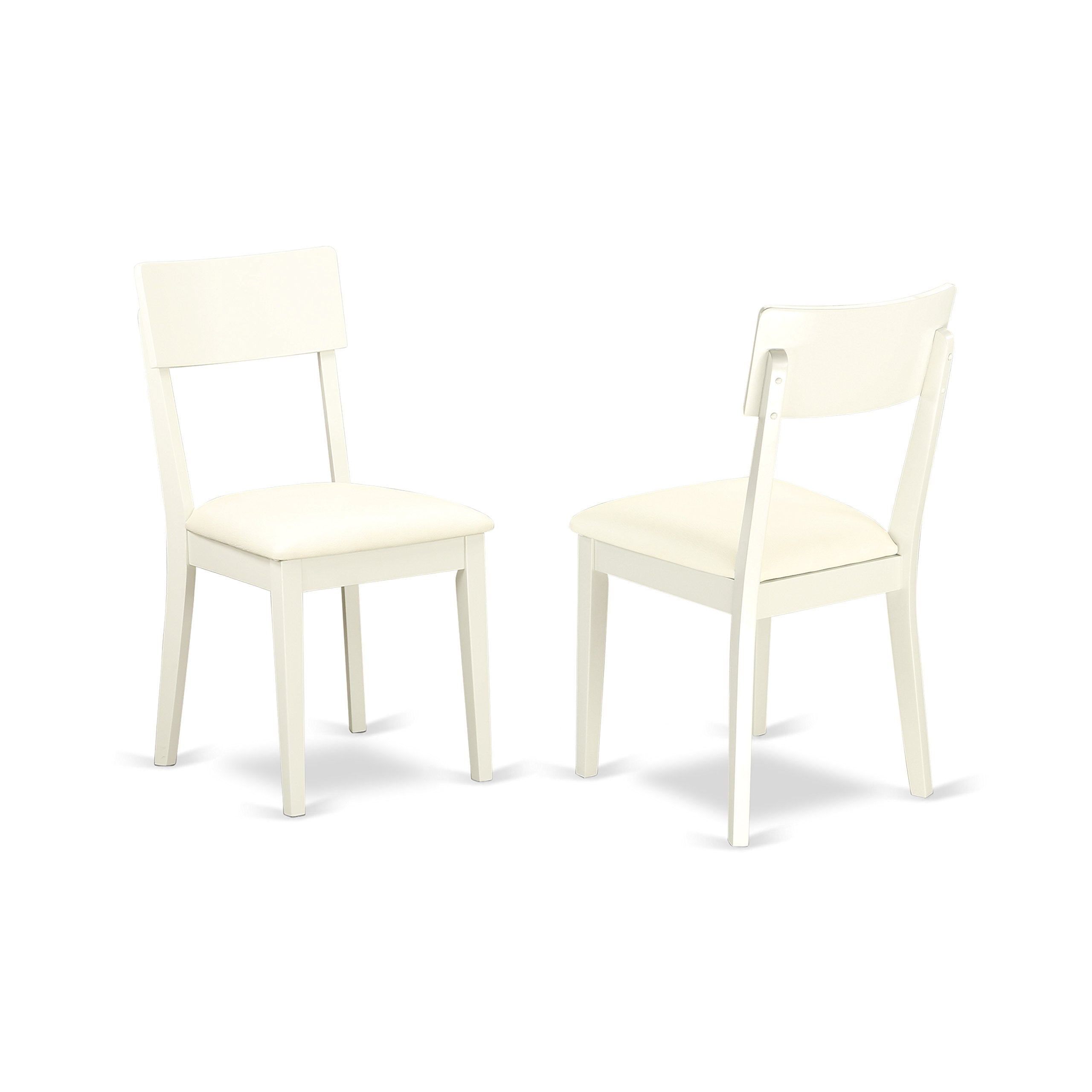 East West Furniture HLAD5-LWH-LC 5 Piece Dinette Set for 4 Includes a Round Dining Table with Pedestal and 4 Faux Leather Dining Room Chairs, 42x42 Inch, Linen White