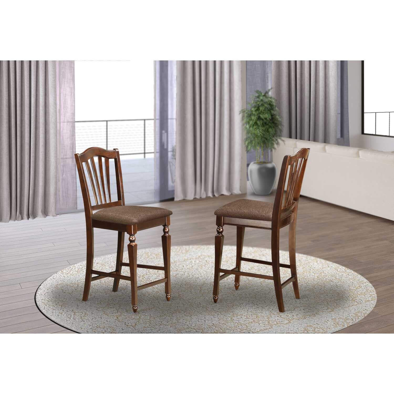 East West Furniture Chelsea Stools With Upholstered Seat, 24" Seat Height