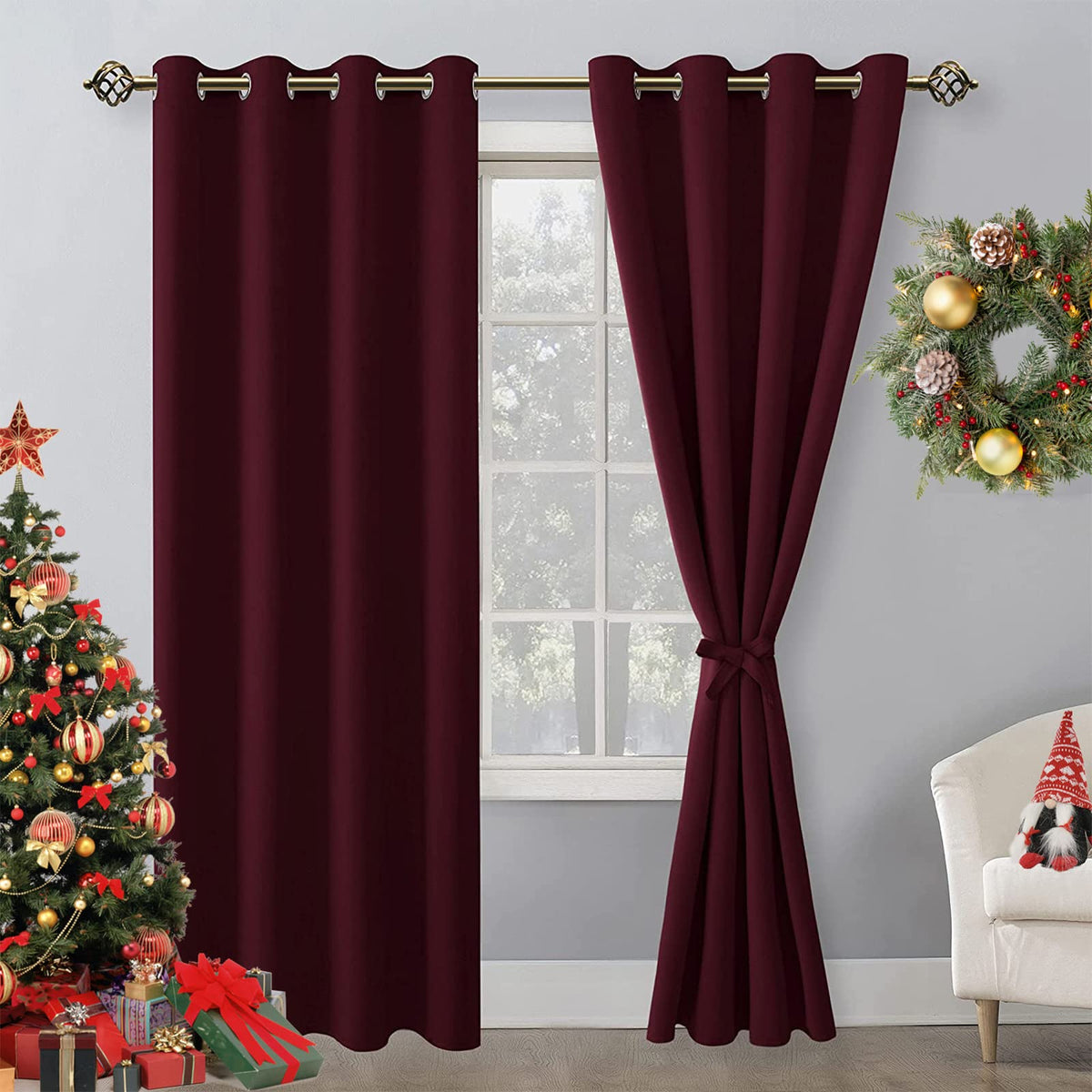 Hiasan Blackout Curtains For Bedroom, 52 X 96 Inches Long - Thermal Insulated & Light Blocking Window Curtains For Living Room C