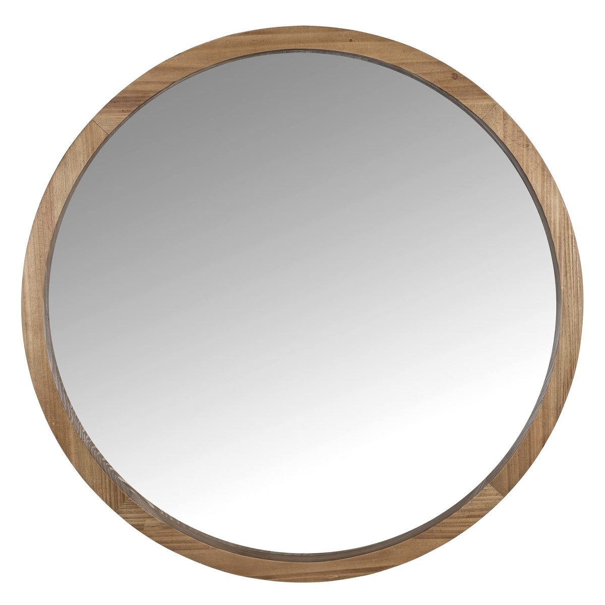 HomeRoots Natural Wood 40% Wood 30% MDF 30% Mirror Simple Modern Round Wall Mirror