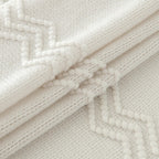 Miulee Off White Knitted Throw Blanket For Couch Textured Knit Blanket With Tassels Cozy Woven Boho Bed Blanket For Sofa Bed Chair Acrylic Wave Pattern 50'X60'