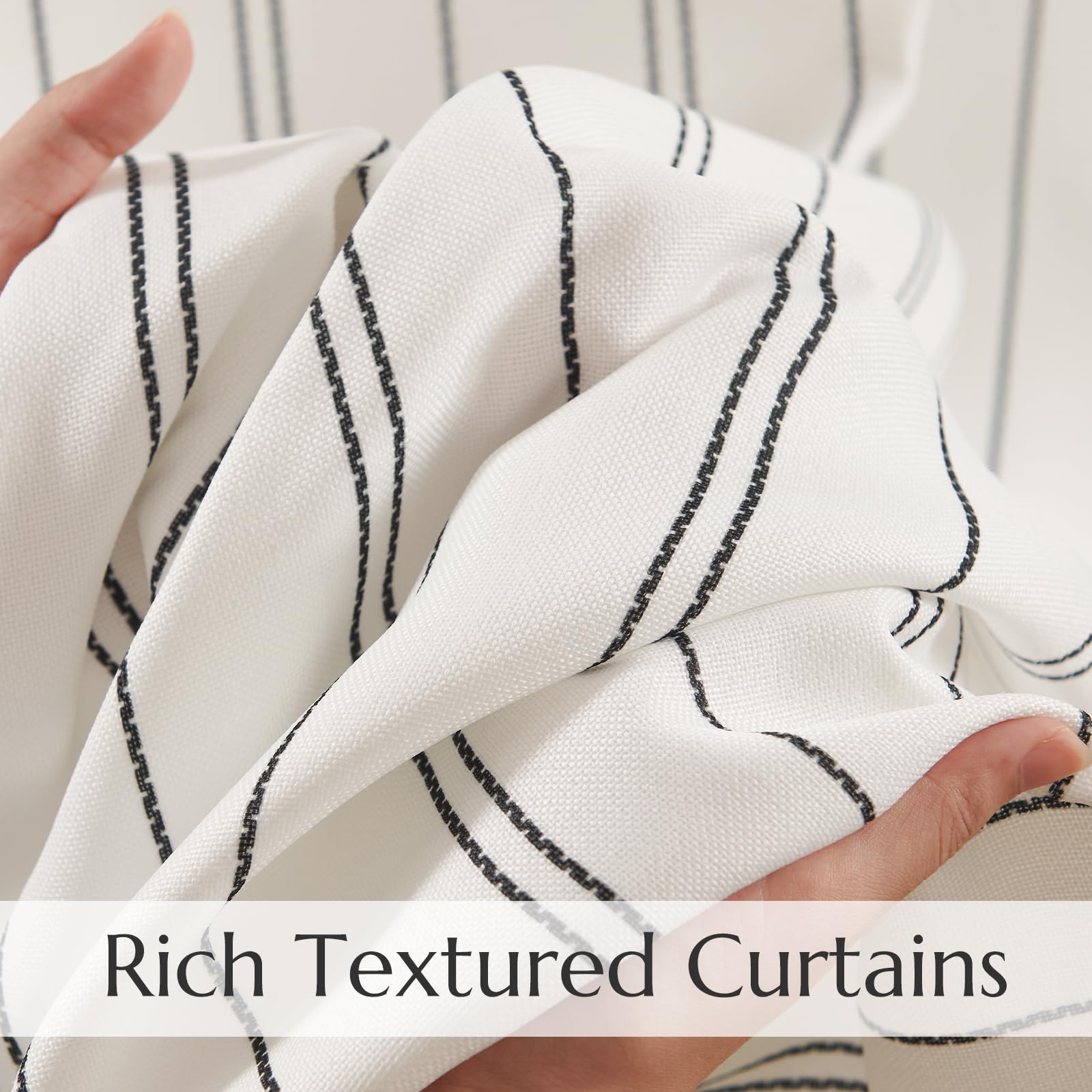 Jinchan Black And White Striped Curtains 63 Inch Length For Living Room Bedroom Black On White Curtains Pinstripe Curtains Privacy Light Filtering Rod Pocket Modern Window Curtains Set 2 Panels