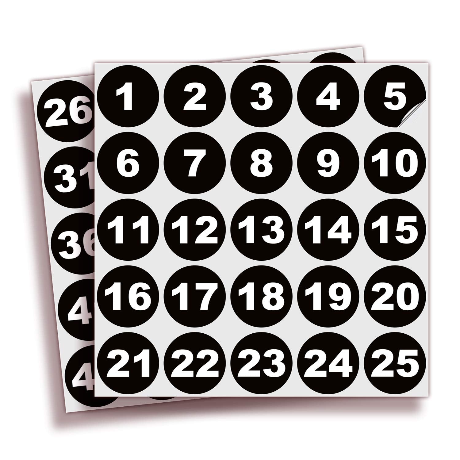 Isyfix Black Consecutive Number Stickers - 1 To 50, 1.5-Inch, 1 Set - Vinyl Black Self Adhesive Premium Decal, Ideal For Invento