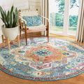 SAFAVIEH Crystal Collection 12 Round Teal/Orange CRS501J Boho Chic Oriental Medallion Distressed Non-Shedding Area Rug
