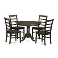 East West Furniture HLPF5-CAP-W 5 Piece Dinette Set for 4 Includes a Round Dining Room Table with Pedestal and 4 Dining Chairs, 42x42 Inch, Cappuccino