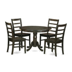 East West Furniture HLPF5-CAP-W 5 Piece Dinette Set for 4 Includes a Round Dining Room Table with Pedestal and 4 Dining Chairs, 42x42 Inch, Cappuccino
