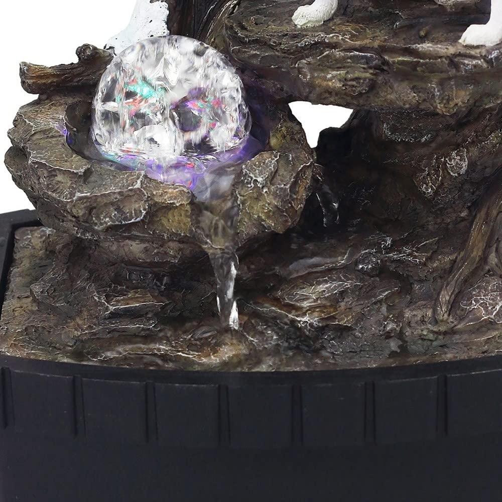 HomeRoots 10' Black Polyresin Wolf Tabletop Fountain Sculpture