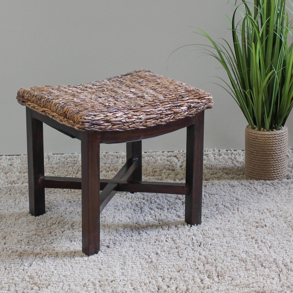 International Caravan Furniture Piece Arizona Abaca Rectangular Cushioned Top Stool