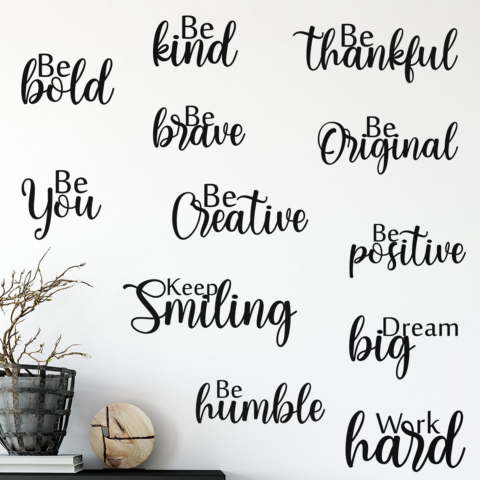 Marspark 12 Pcs Inspirational Wall Decals Motivational Quote Peel and Stick Vinyl Wall Quotes Stickers Removable Positive Saying