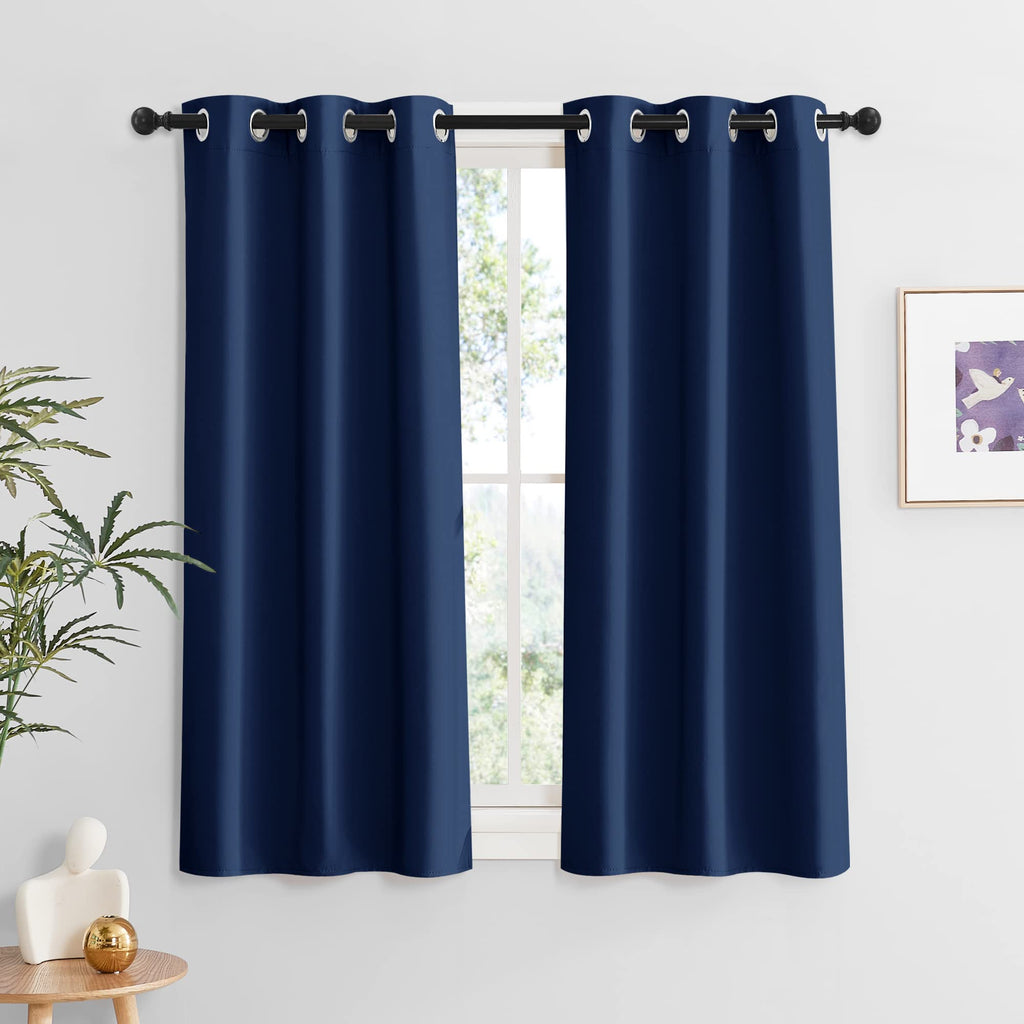 RYB HOME Bedroom Curtains 54 inch Length, Room Darkening Privcay Window Treatment Blackout Thermal Shades for Bedroom Bathroom B