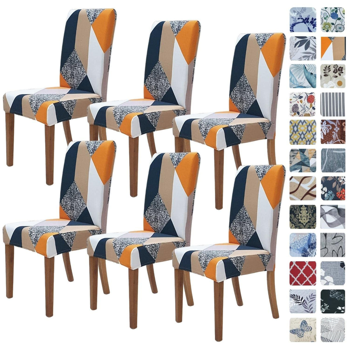 Springrico Chair Covers For Dining Room 6 Pack, Stretch Dining Chair Cover, Washable Spandex Kitchen Parsons Chair Slipcovers, R