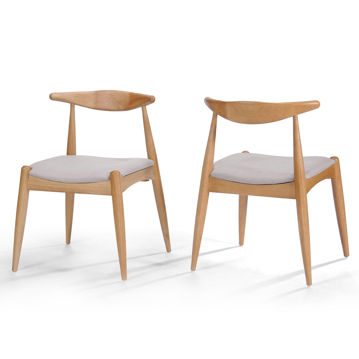 Christopher Knight Home Francie Fabric With Oak Finish Dining Chairs, 2-Pcs Set, Beige