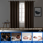 Homeideas 2 Panels Faux Silk Curtains Chocolate Blackout Curtains For Nursery 52 X 84 Inch Room Darkening Satin Curtains For Bed