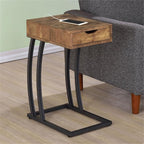 Coaster Home Furnishings Troy Accent Table with Power Outlet Antique Nutmeg