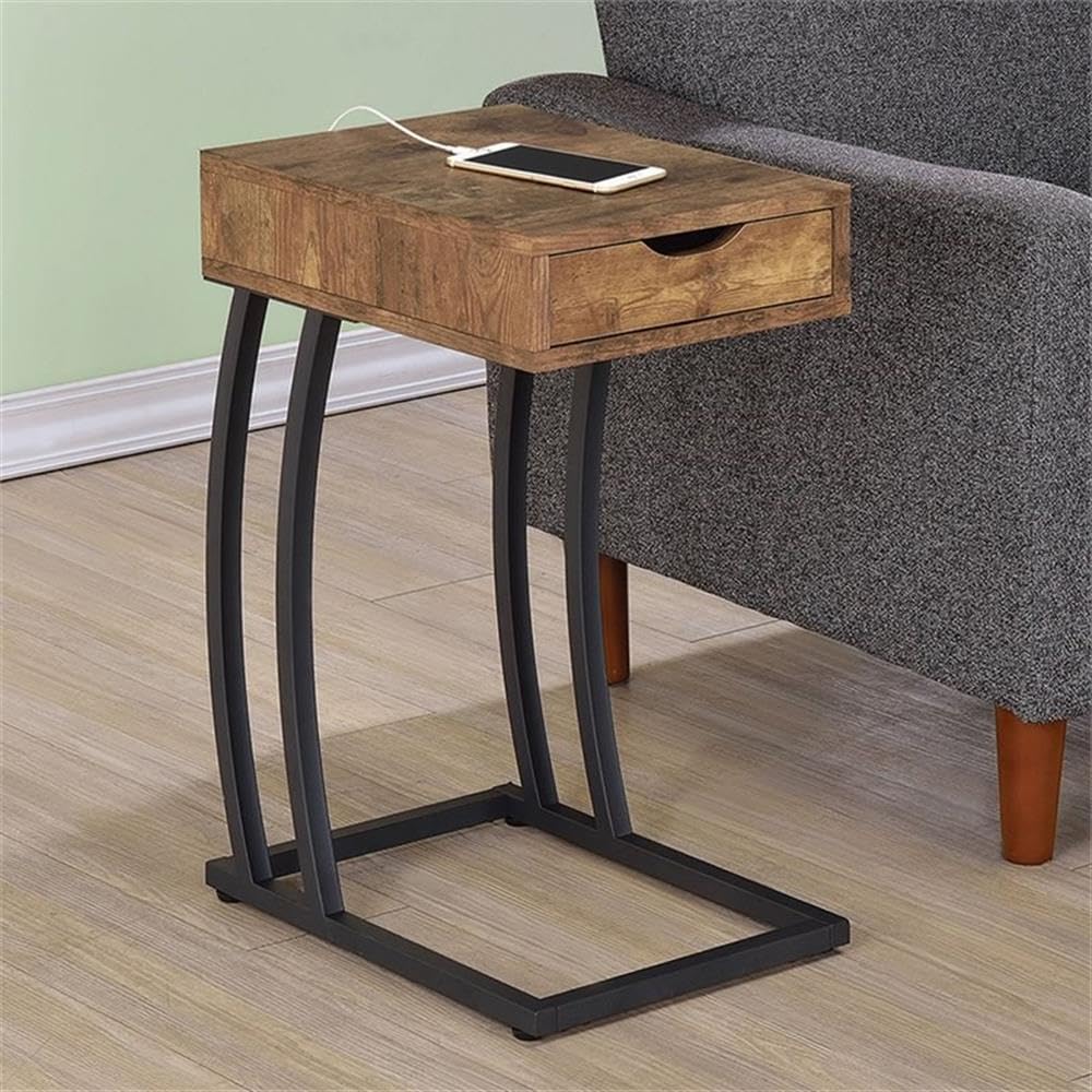 Coaster Home Furnishings Troy Accent Table with Power Outlet Antique Nutmeg