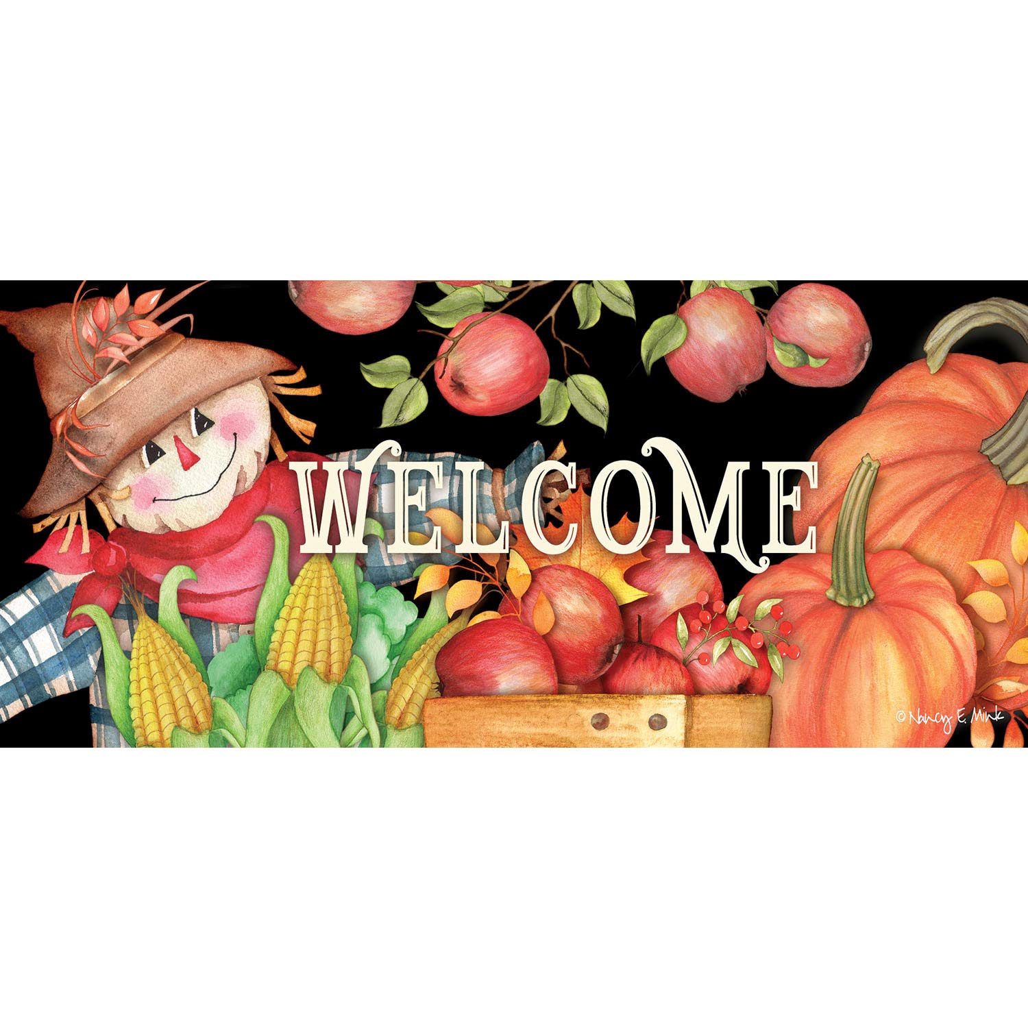 Evergreen Sassafras Harvest Scarecrow Interchangeable Entrance Doormat | Indoor And Outdoor | 22-Inches X 10-Inches | Non-Slip B