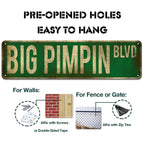 Kooll Big Pimpin Blvd Street Sign, Aluminum Slim Tin Sign Street Funny Metal Sign Wall Decor For Bedroom Home Bar Garage Art Gif