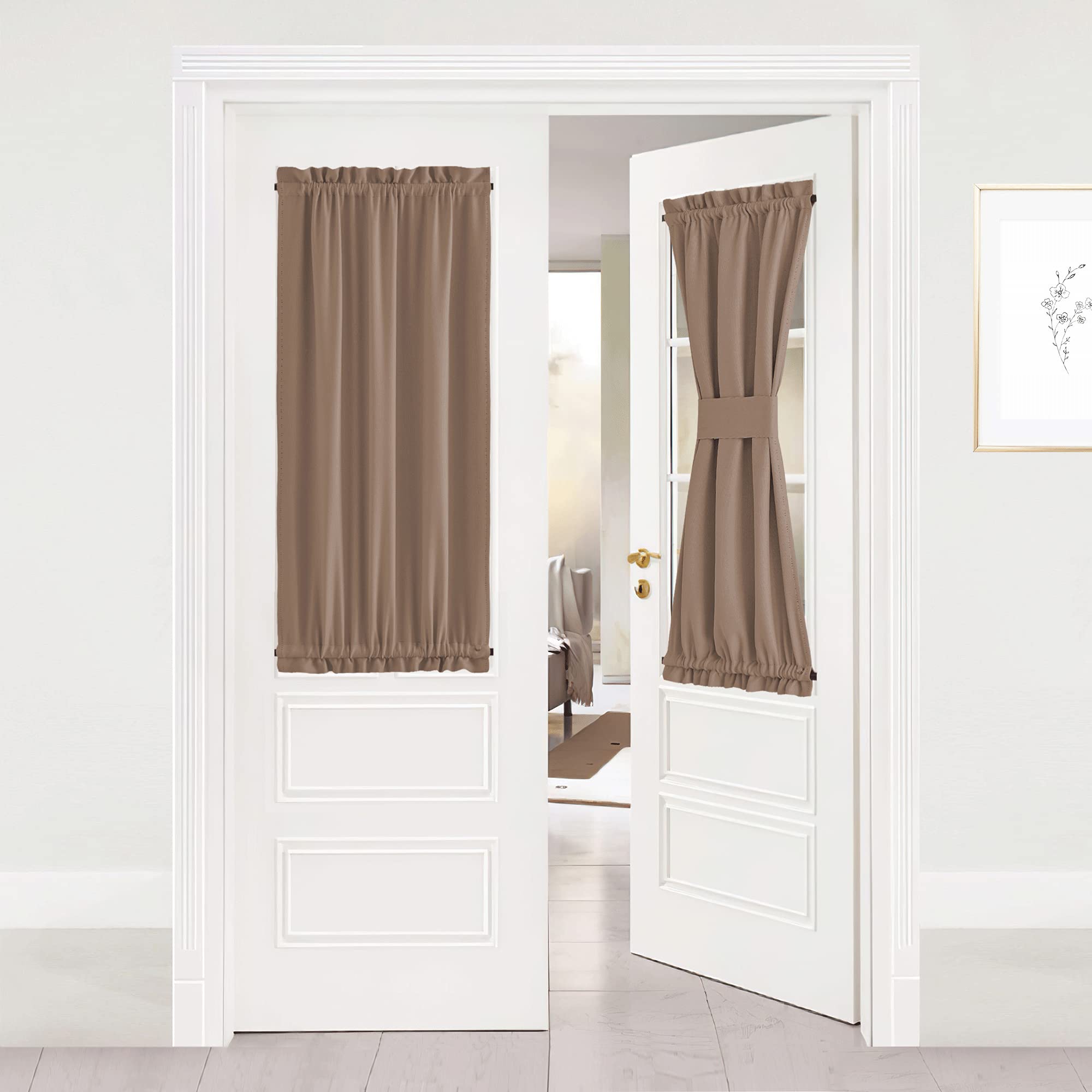 NICETOWN Blackout French Door Curtain - Energy Efficient Blackout Thermal Insulated Sidelight Panel Short Curtain Blind for Pati
