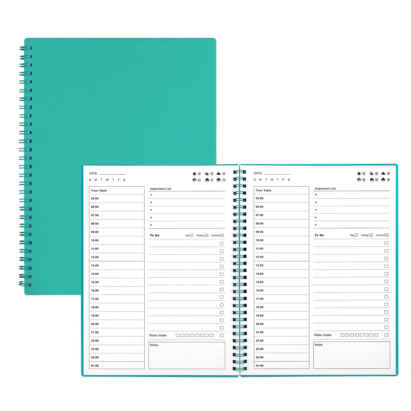 Qicenck Undated Daily Planner, 7.6'X10.2', Hourly Planner, To Do List Planner Notebook, Time Management Manual And Planner Wit