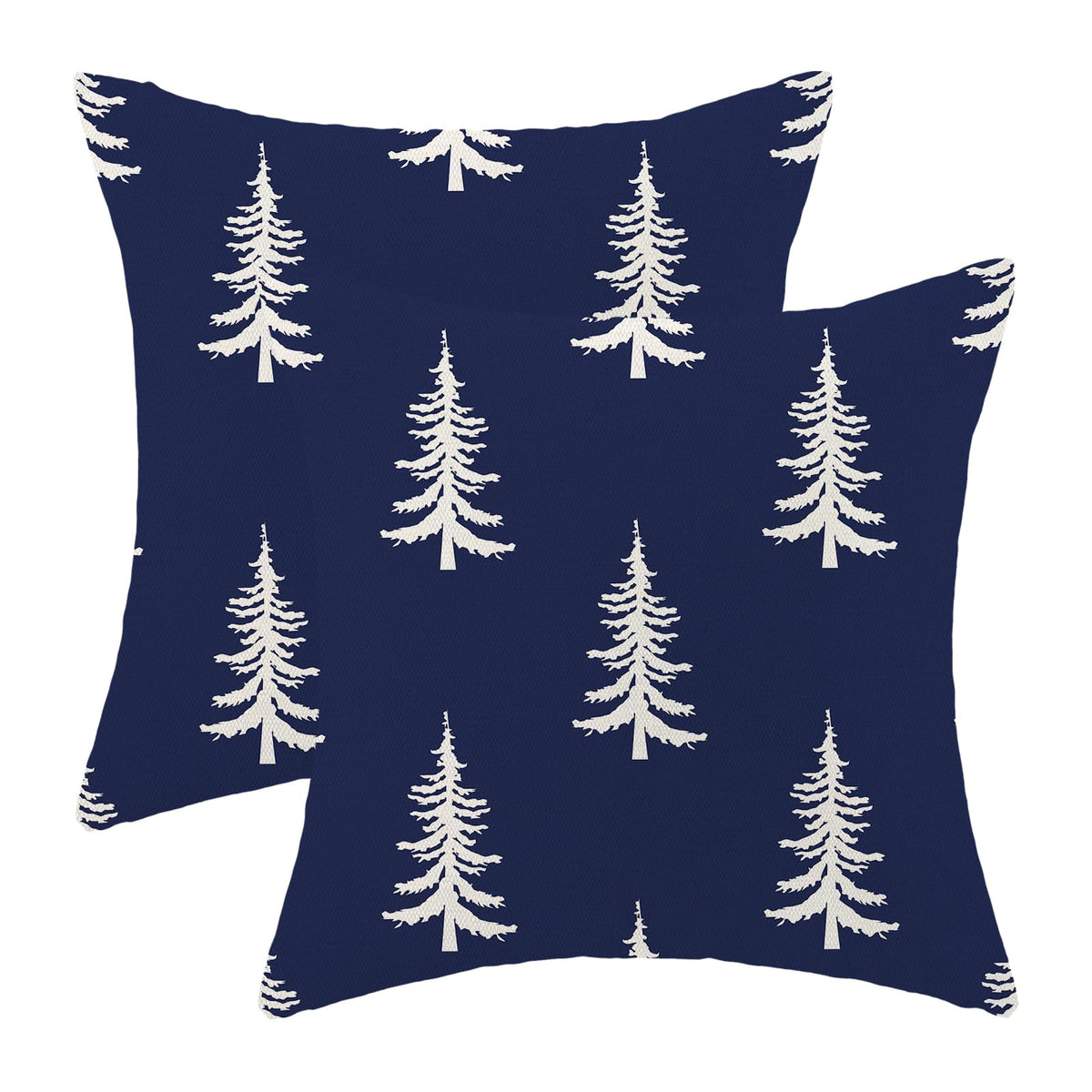 Cxmeifly Christmas Pillow Covers 16X16 Inch Set Of 2 Navy Blue Cream Christmas Tree Decor Throw Pillows Winter Xmas Holiday Outd