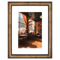 Golden State Art, 12x16 Black Trim Gold Frame - White Mat for 8x12 Photo - Vintage Antique Style - Brushed Texture Finish - Wall