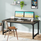 Tribesigns Modern Computer Desk, 63 X 31.5 Inch Large Office Desk Computer Table Study Writing Desk Workstation For Home Office, Grey/Black