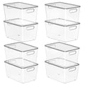 MSHOMELY 8 Pack Clear Stackable Storage Bins with Lids and Handles, XLarge