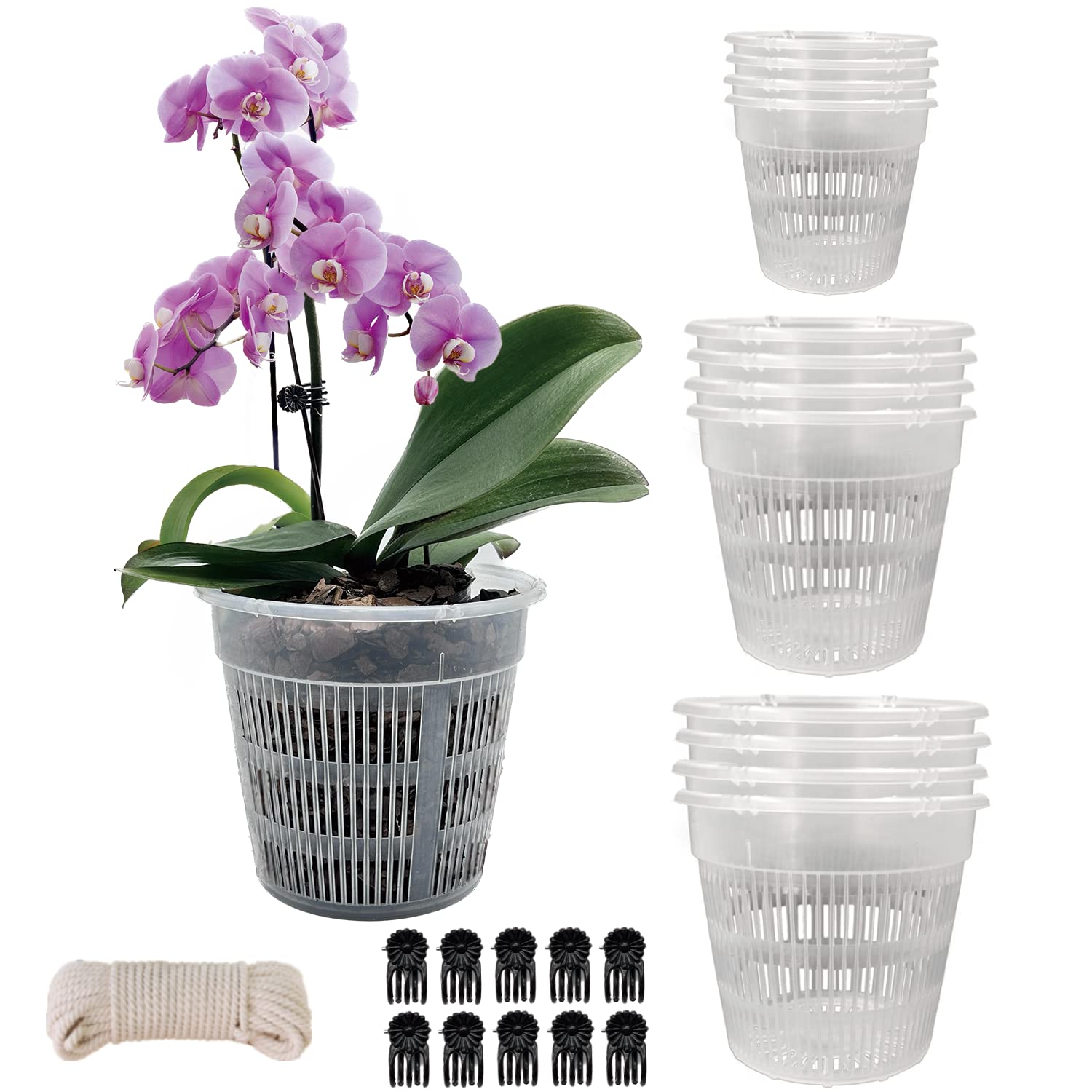 Tialero Orchid Pot, 12 Pack Orchid Pots With Holes, 4 Each Of 4.5', 5.5', 6.3', Clear Orchid Pots For Repotting, Breathable S