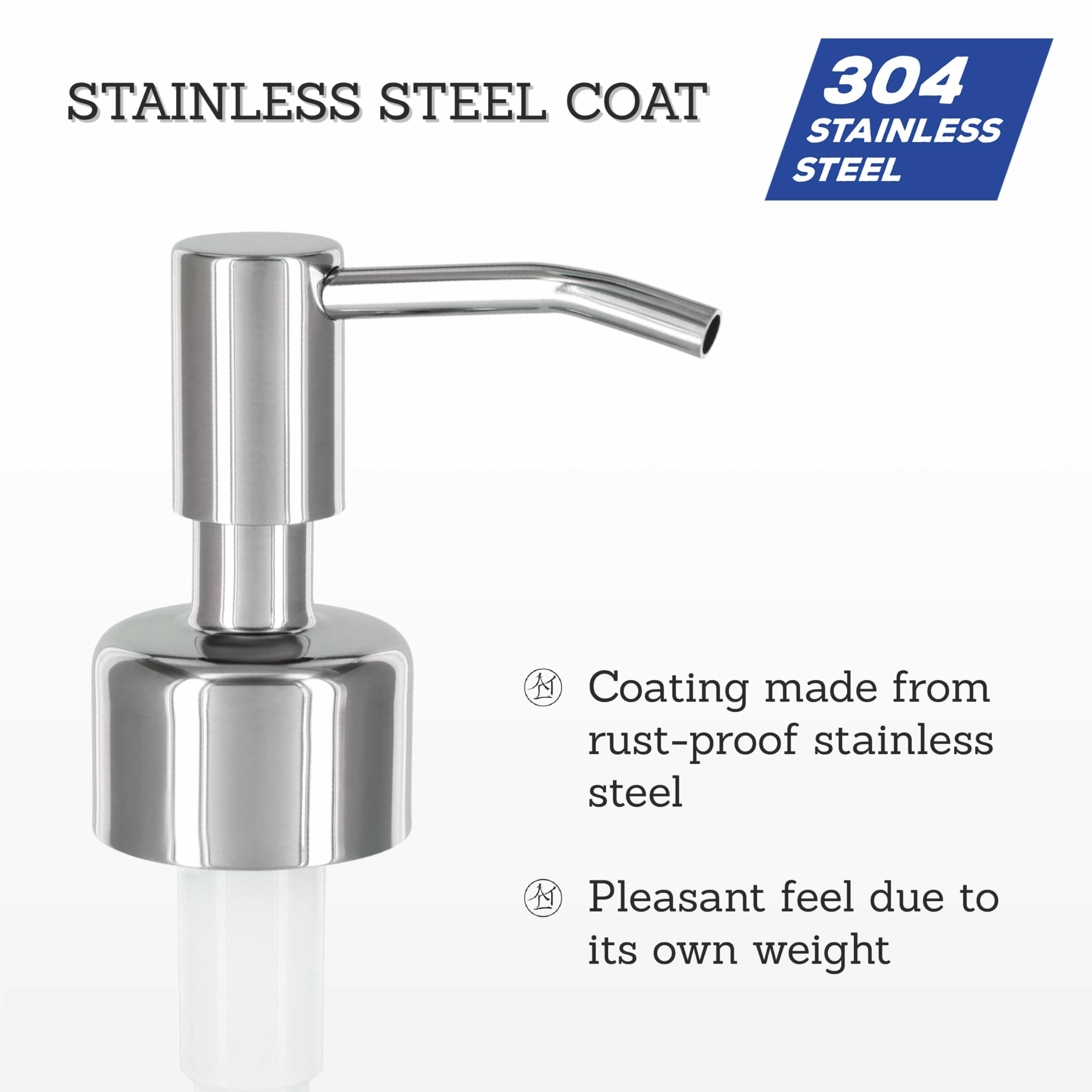 Altglas Twin Pack - 2X Stainless Steel Soap Pump 'Budapest' As Replacement For Liquid Hand Soap Dispensers (Silver Chrome) - Fit