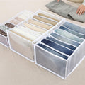 Omabeta Pants Divider Box, 7 compartment nonwoven washable pants storage organizer, storing pants Tshirts underwear white 2Pcs