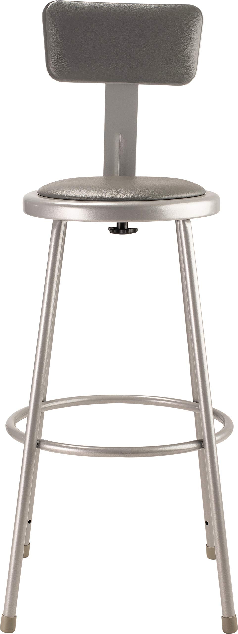 National Public Seating Grey Steel Stool With 30" Vinyl Upholstered Seat And Backrest