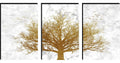 Saf Paintings Set Of 3 Golden Tree Modern Art Mdf Self Adhessive Uv Textured Painting 27 Inch X 12 Inch(Each Painting Size 12 In