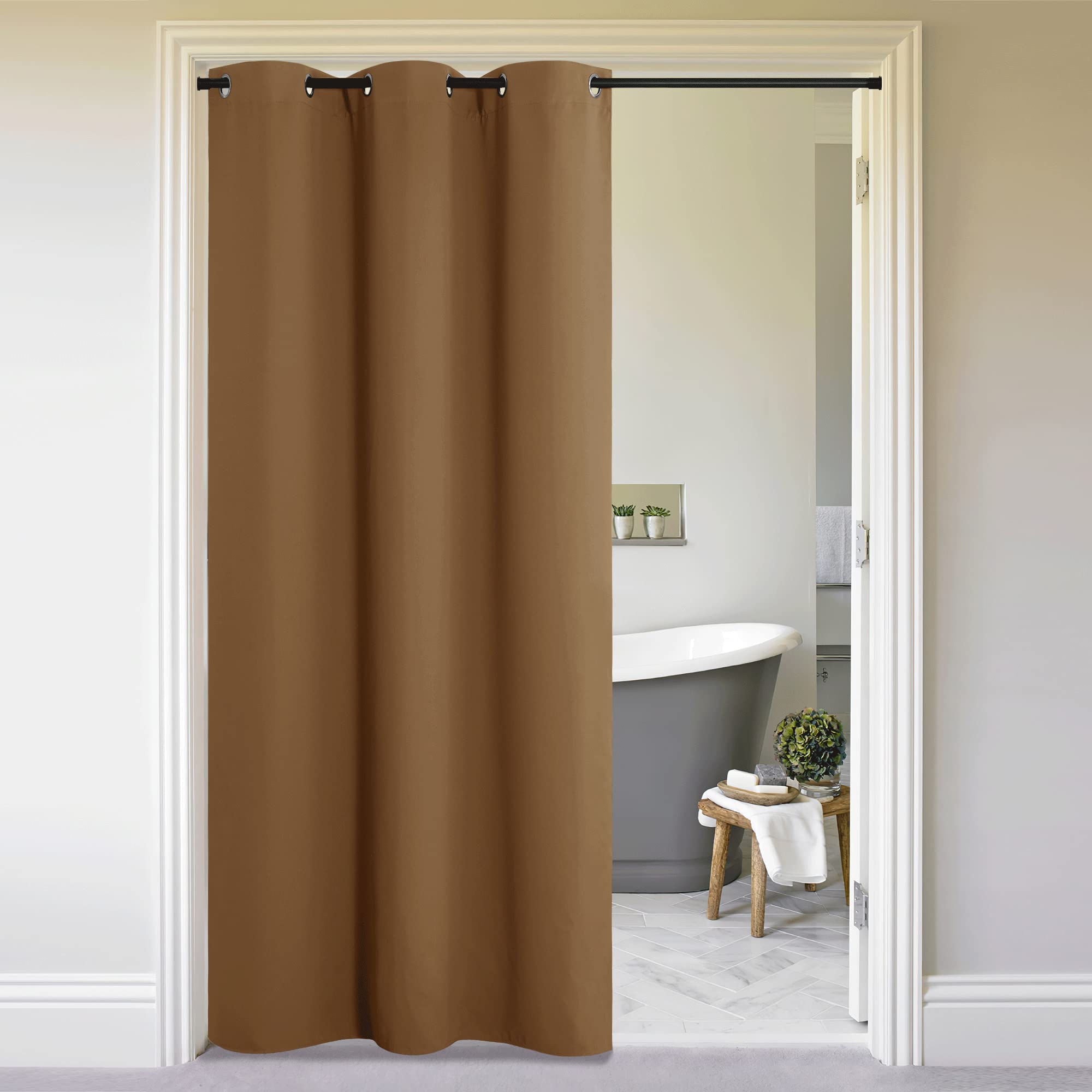 Nicetown Interior Doorway Curtains For Faux Accordion Door, Noise Reducing Pet Dog Friendly Blackout Privavy Folding Separator B