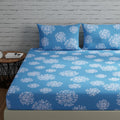 Huesland By Ahmedabad Cotton 144 Tc King Size Bed Sheet Cotton With 2 Pillow Covers | Blue | 108X108 Inches