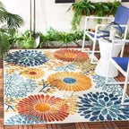 Safavieh Cabana Collection Area Rug - 8' X 10', Creme & Red, Floral Design, Non-Shedding & Easy Care, Indoor/Outdoor & Washable-Ideal For Patio, Backyard, Mudroom (Cbn832A)