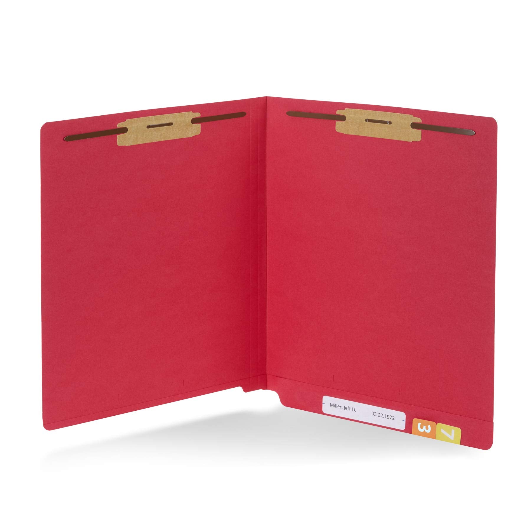 50 Red End Tab Fastener File Folders - Reinforced Straight Cut Tab - Durable 2 Prongs Designed To Organize Standard Medical File