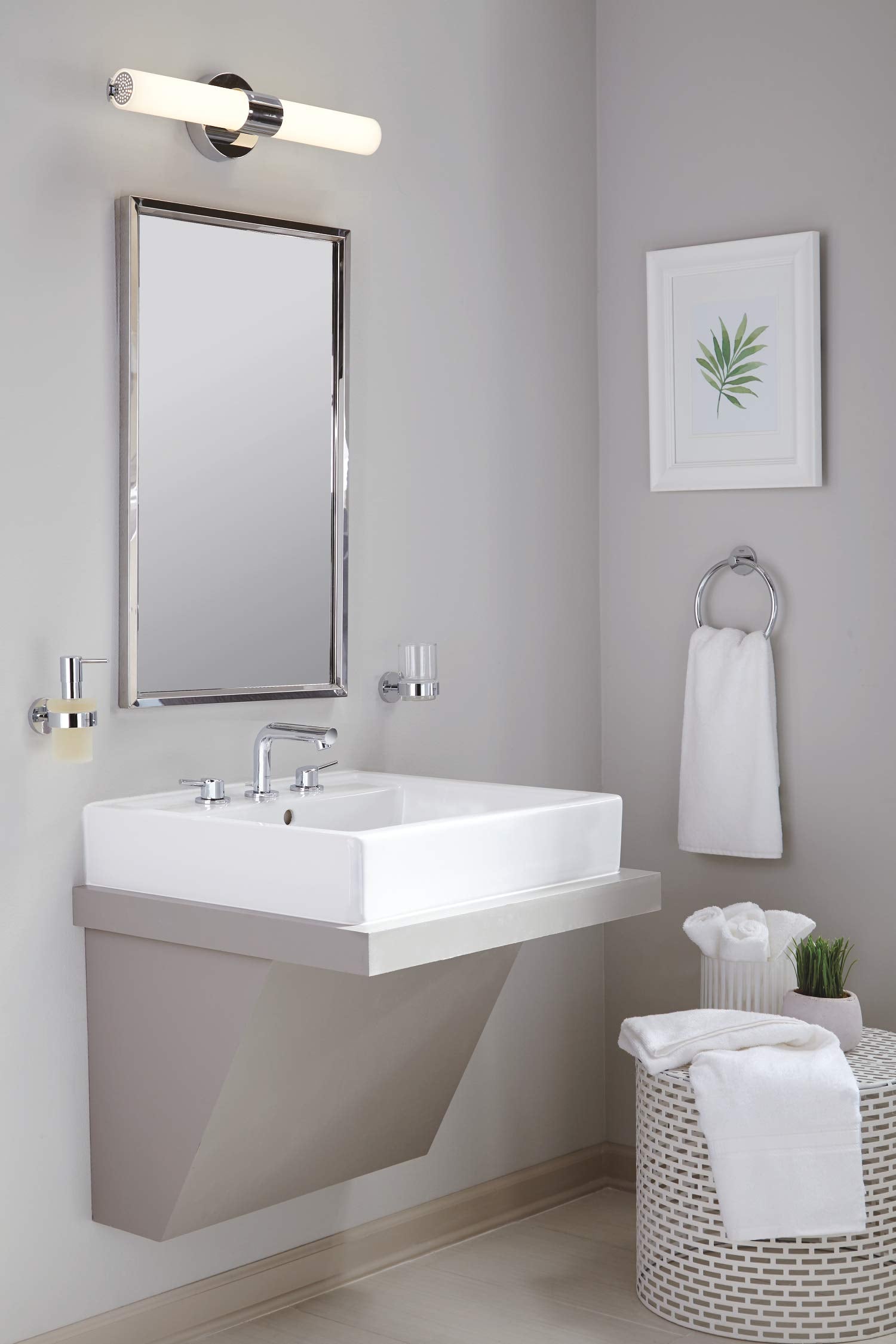 Grohe 40448001 Essentials Soap Dispenser With Holder, Starlight Chrome