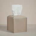 OLETHA Square Tissue Box Cover, Set of 2 - Aesthetic Tissues Cube Boxes Holder - Desk Decor for Room, Home & Office - Light Taup