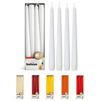 BOLSIUS White Taper Candles - 4 Pack Unscented 10 Inch Dinner Candle Set - 8 Hours Burn Time - Premium European Quality - Smokel