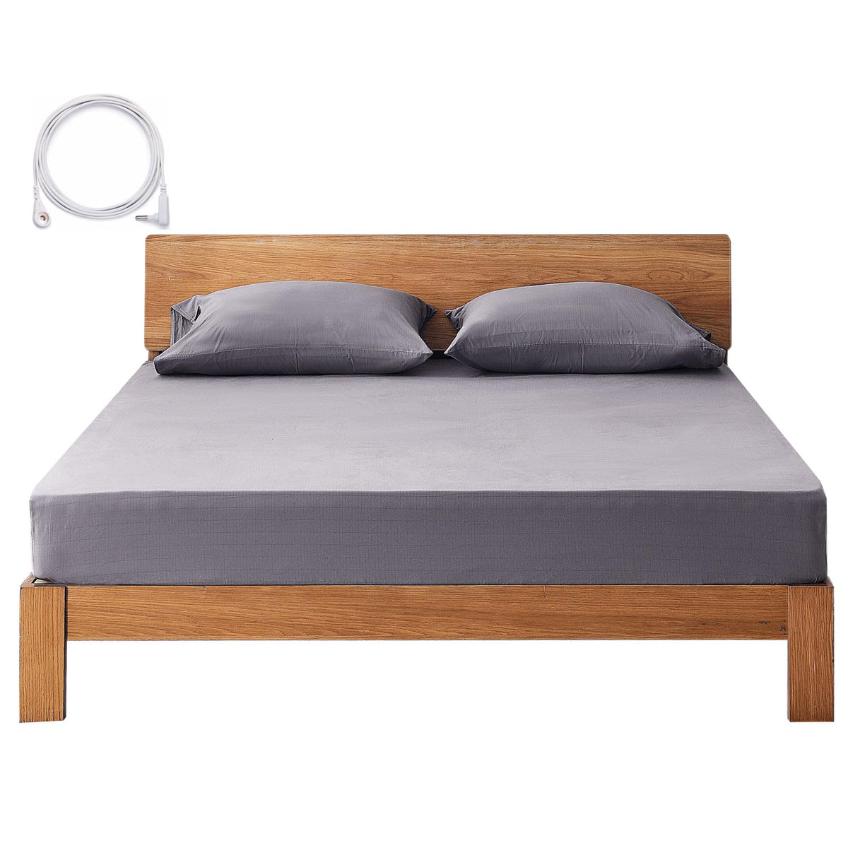 Grounding Sheets King Deep Pocket Organic Cotton With Silver Fiber, Grounding Fitted Earth Sheets With Grounding Cord (Deep Gray