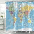 TOMOZ World Map Shower Curtain, Countries and Cities Shower Curtains, Geography Educational Fabric Bathroom Shower Curtain with 