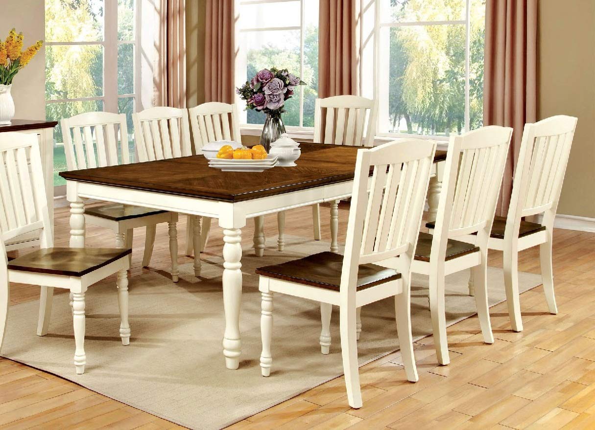 Benjara Benzara Wooden Dining Table, White And Brown,