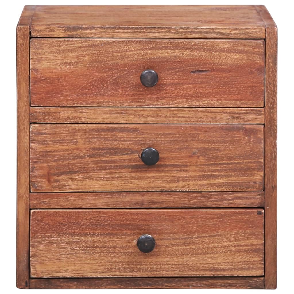 vidaXL Bedside Cabinet with 3 Drawers - Compact Solid Reclaimed Wood Nightstand Perfect for Bedroom Decor with Authentic Look and Rustic Charm
