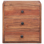 vidaXL Bedside Cabinet with 3 Drawers - Compact Solid Reclaimed Wood Nightstand Perfect for Bedroom Decor with Authentic Look and Rustic Charm