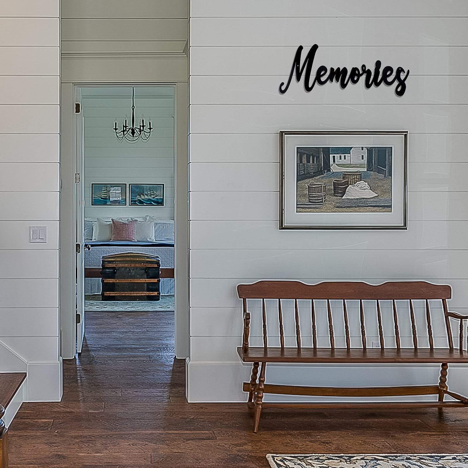 Hotop Metal Word Sign Memories Word Sign Rustic Black Cutout Memories Wall Decor For Home Library Office Diy Party Housewarming