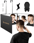 JUSRON 360 Viewing Angle Self Hair Cutting Mirror, Clear Anti-Fog HD Glass (Black Without LED with Accessories)