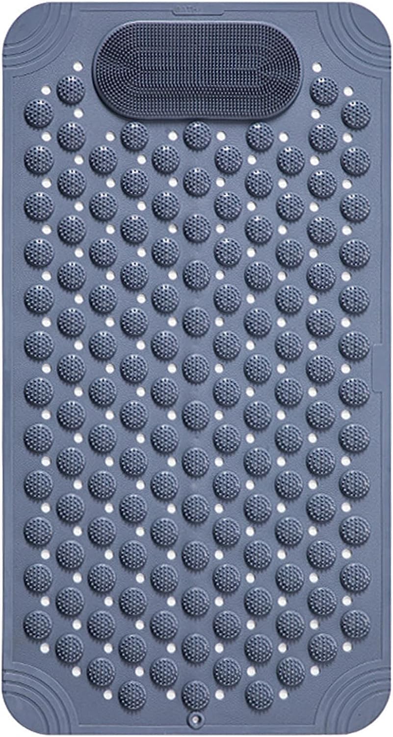 KRUPAVI Bathroom Mats Anti Slip with Foot Scrubber, Non Slip Bath Mat with Suction Cups Shower Mat with Drain Holes, Bathtub & S