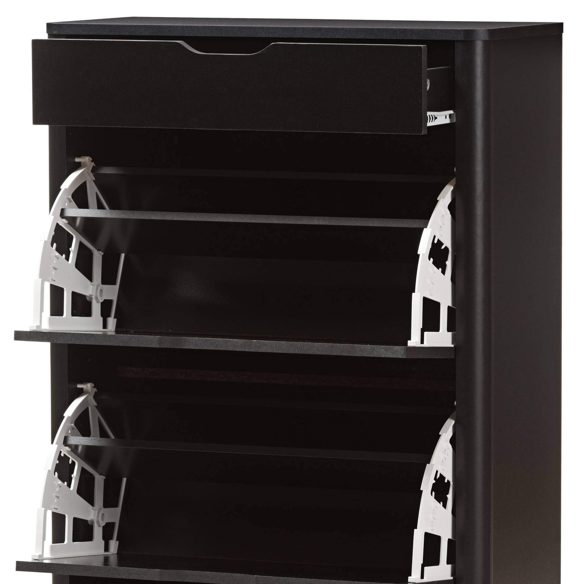 Baxton Studio Cayla Shoe Cabinet Black//Contemporary/Particle Board/MDF with PU Paper