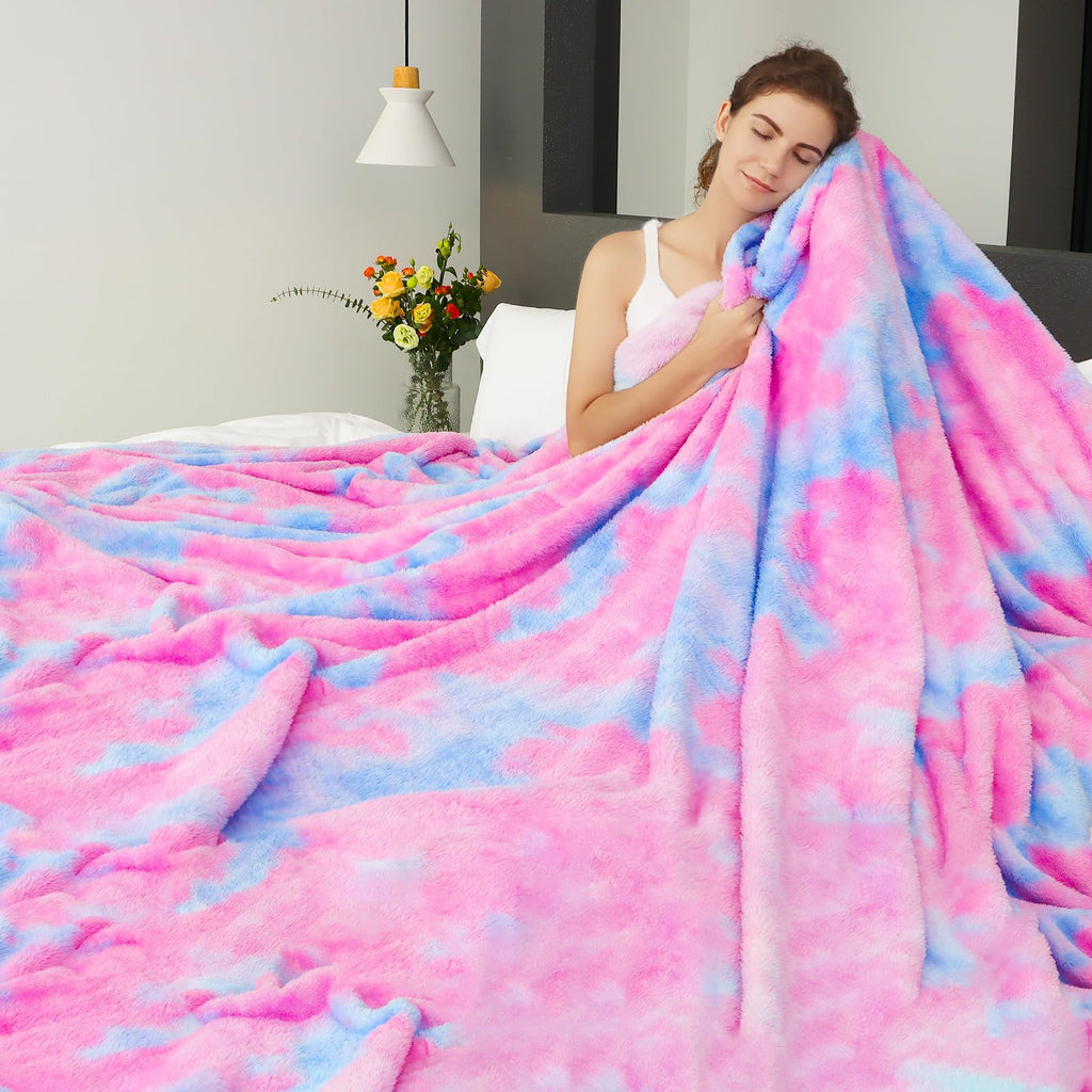 Mugd Lightweight Blanket Fleece Large Blanket Blue Throw Blanket For Bed Queen Size