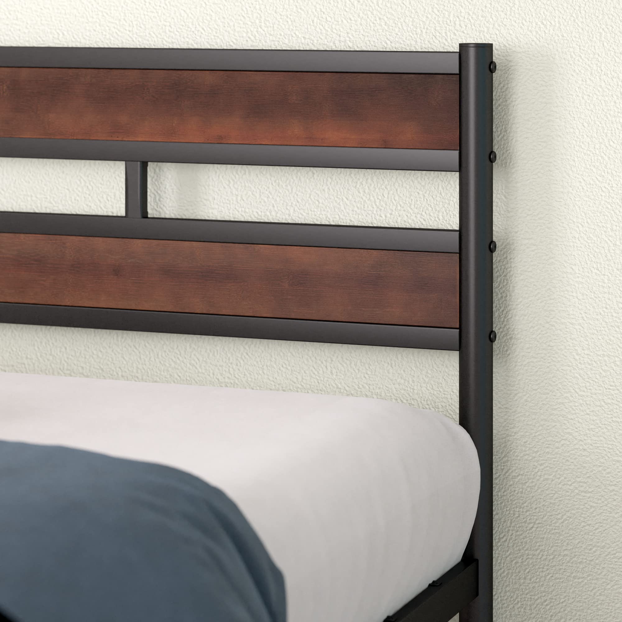 Zinus Roman Bamboo And Metal Platform Bed Frame, No Box Spring Needed, Easy Assembly, King